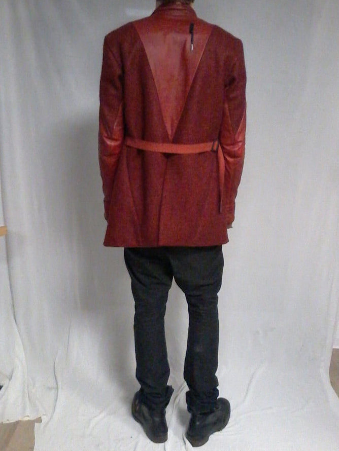Boris Bidjan Saberi Horse Hybrid Leather/ Wool Coat