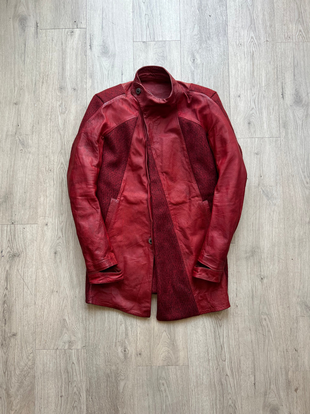 Boris Bidjan Saberi Horse Hybrid Leather/ Wool Coat