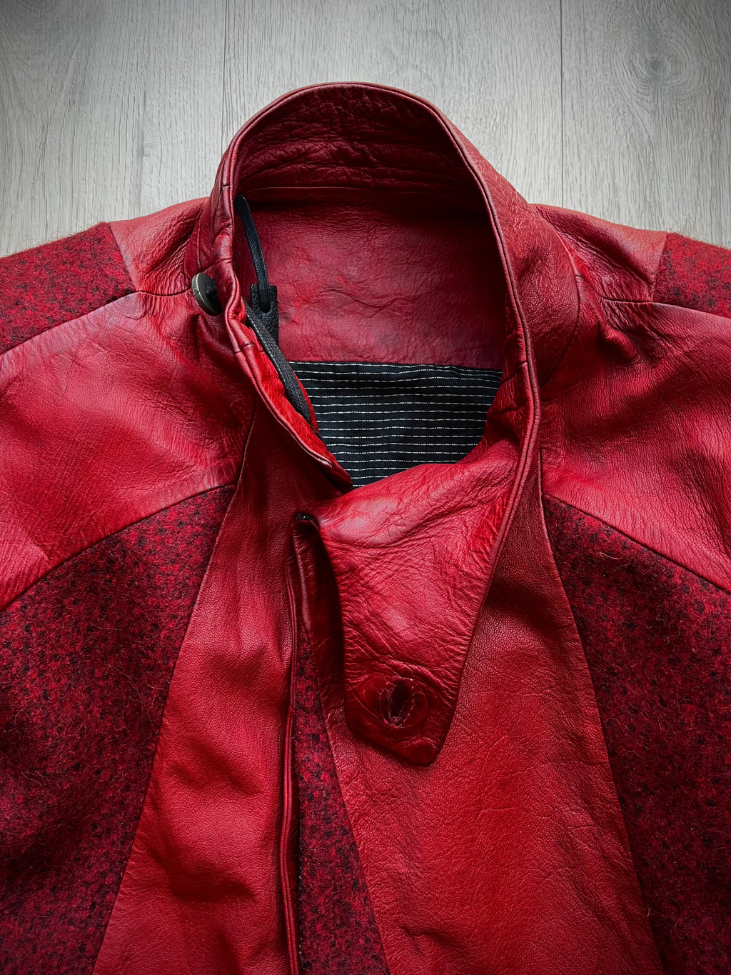 Boris Bidjan Saberi Horse Hybrid Leather/ Wool Coat