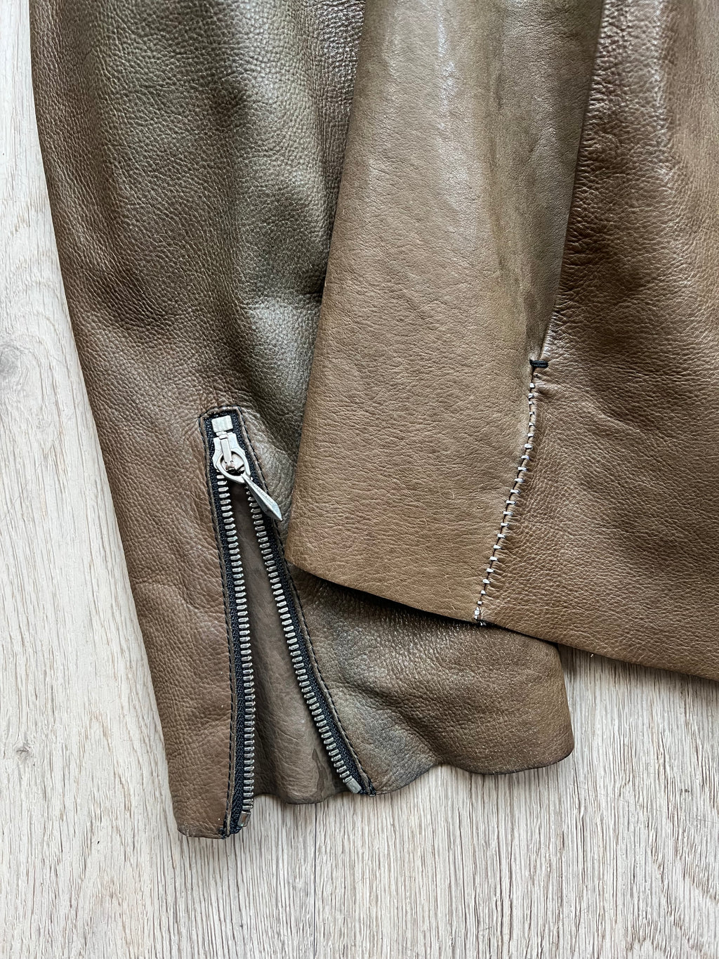 Incarnation leather Jacket with asymmetric zipper unlined