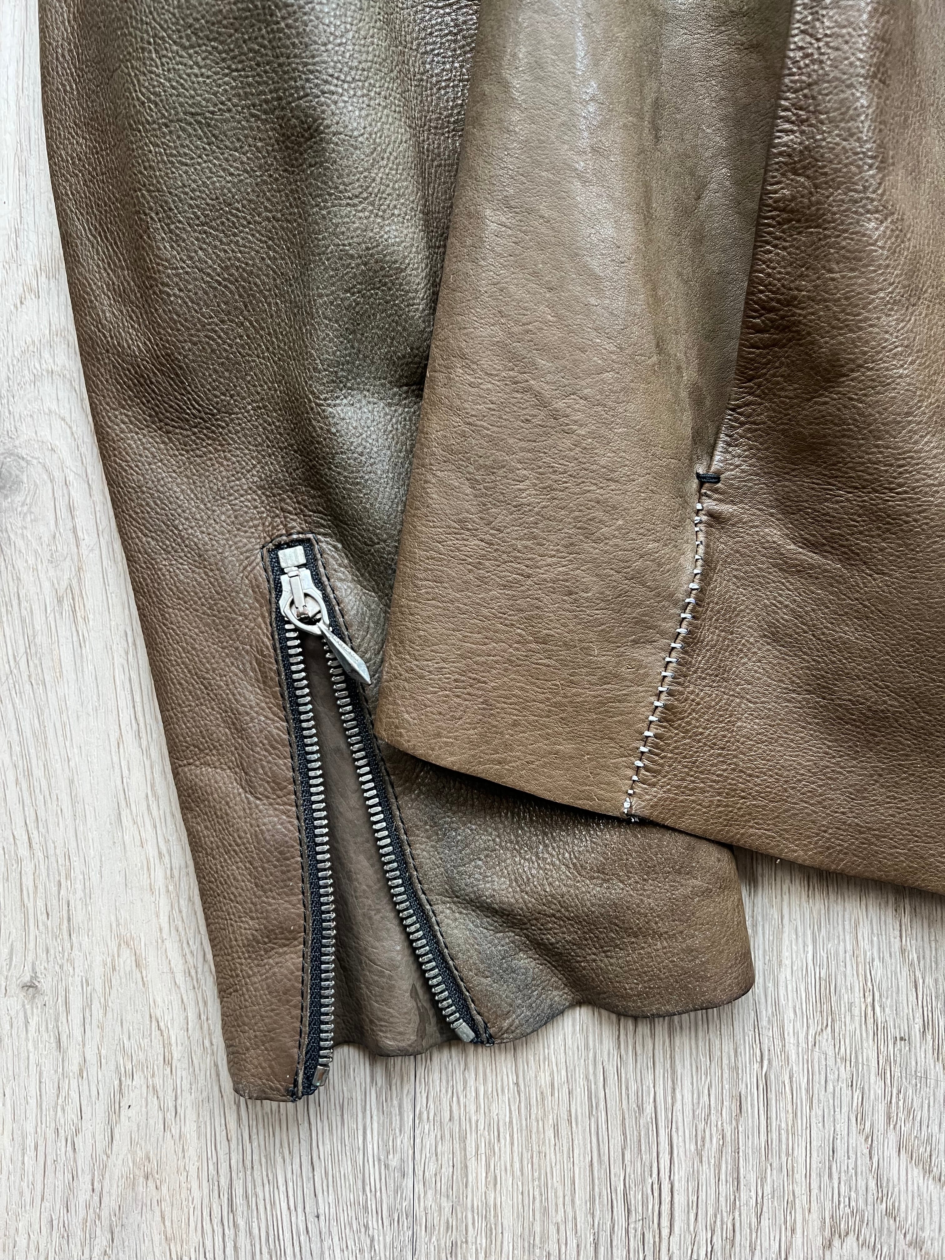 Incarnation leather Jacket with asymmetric zipper unlined