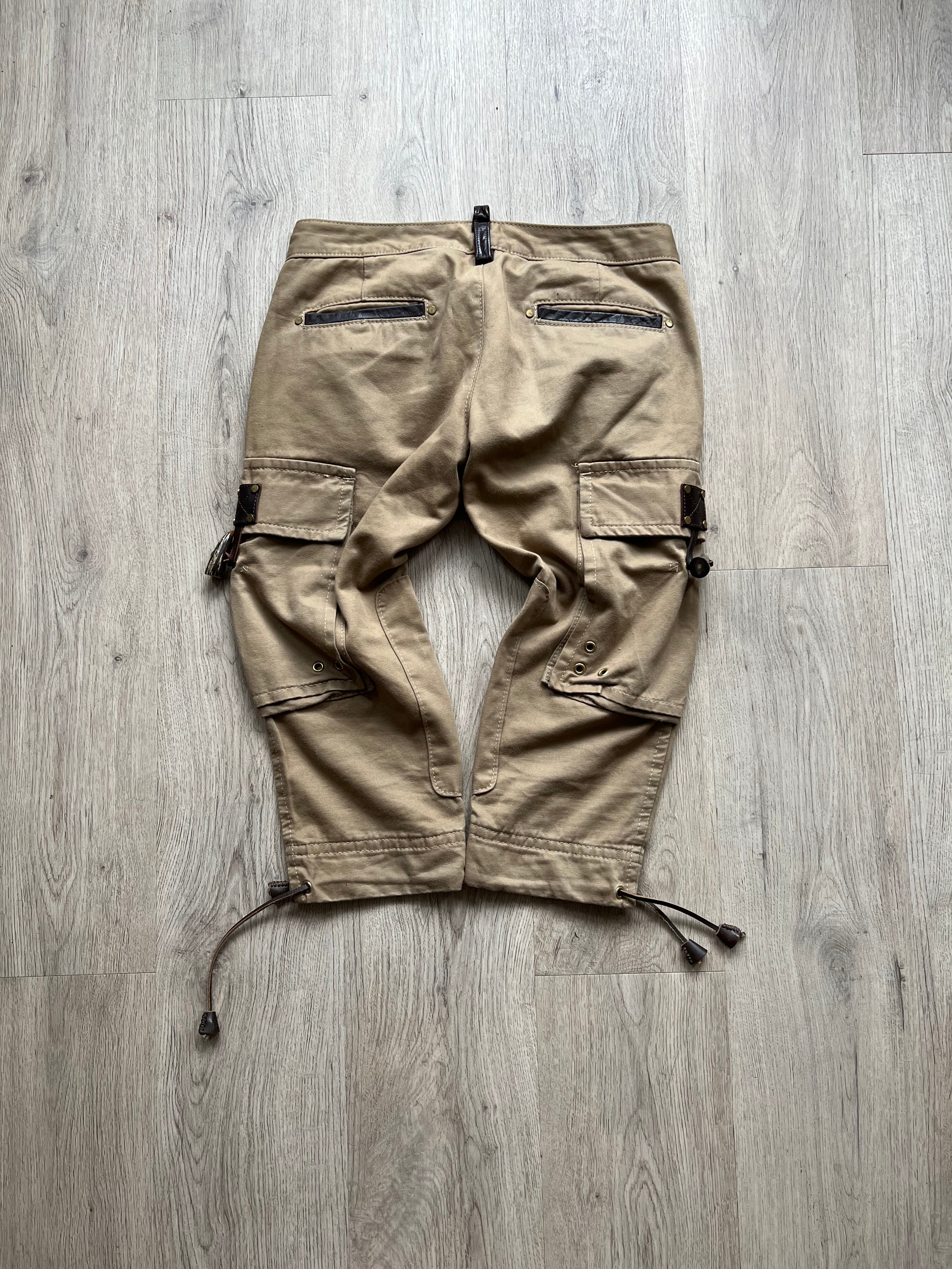 Dsquared 3/4 cargo pants with leather details