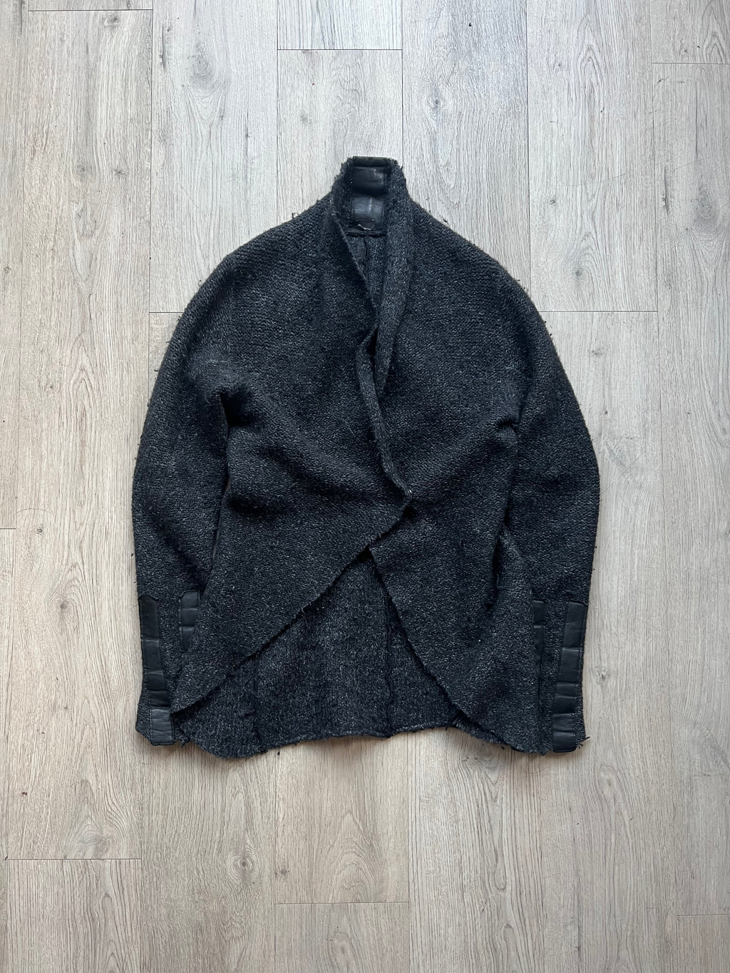 10sei0otto knit leather cardigan