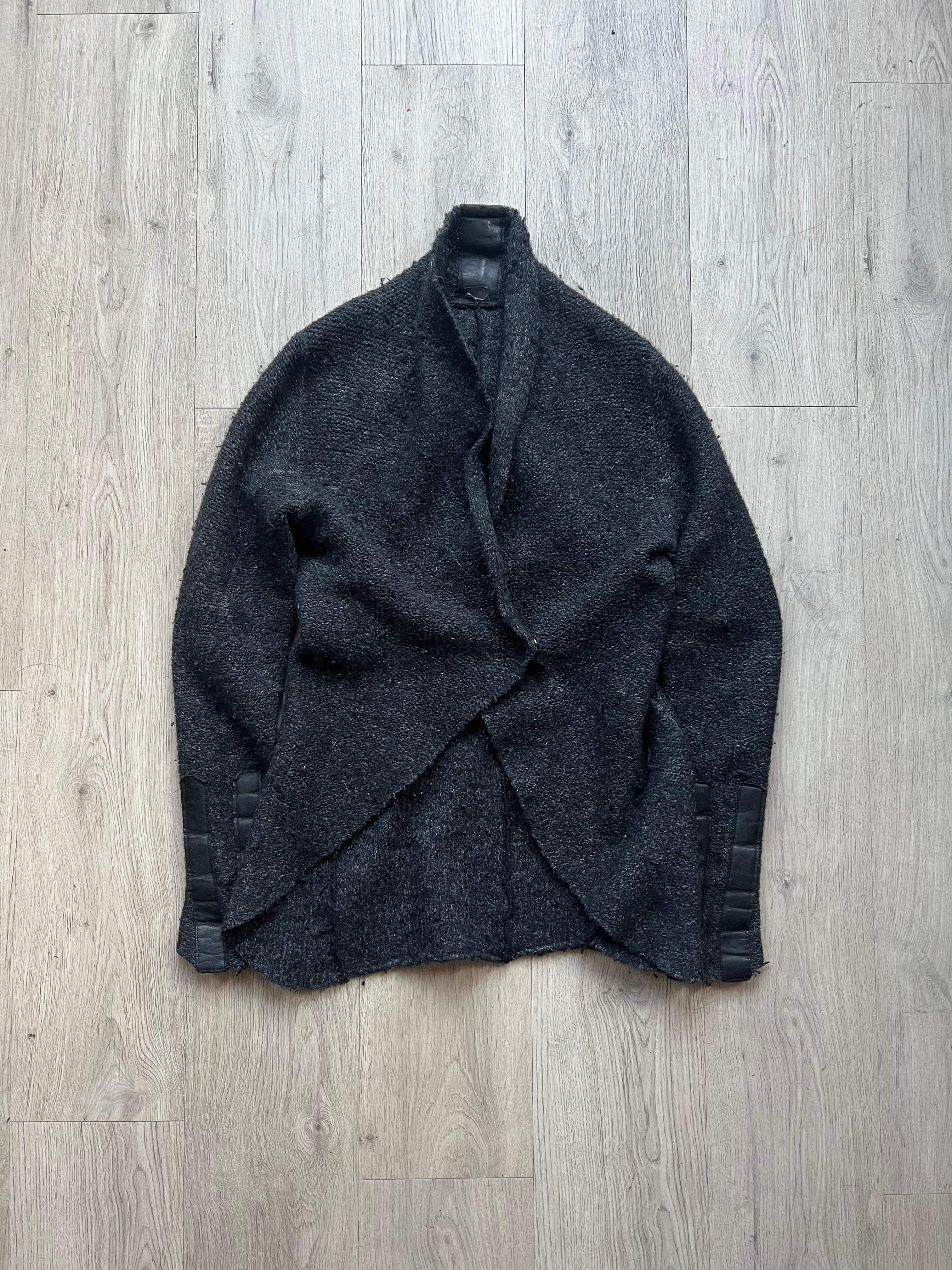10sei0otto knit leather cardigan