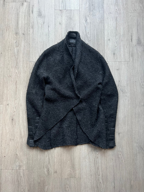 10sei0otto knit leather cardigan
