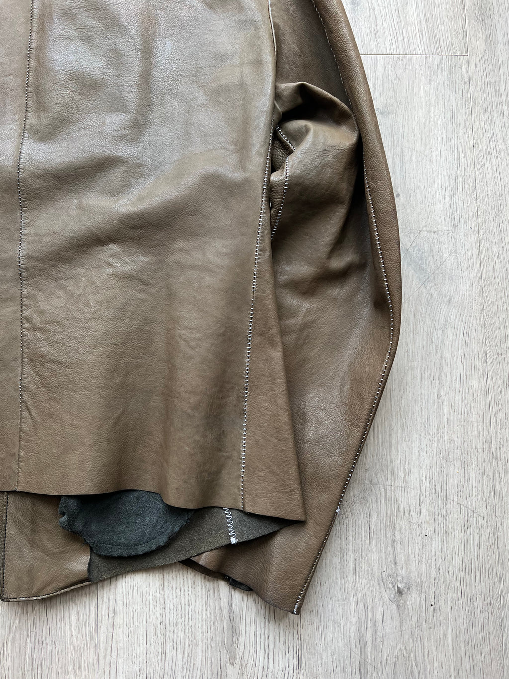 Incarnation leather Jacket with asymmetric zipper unlined