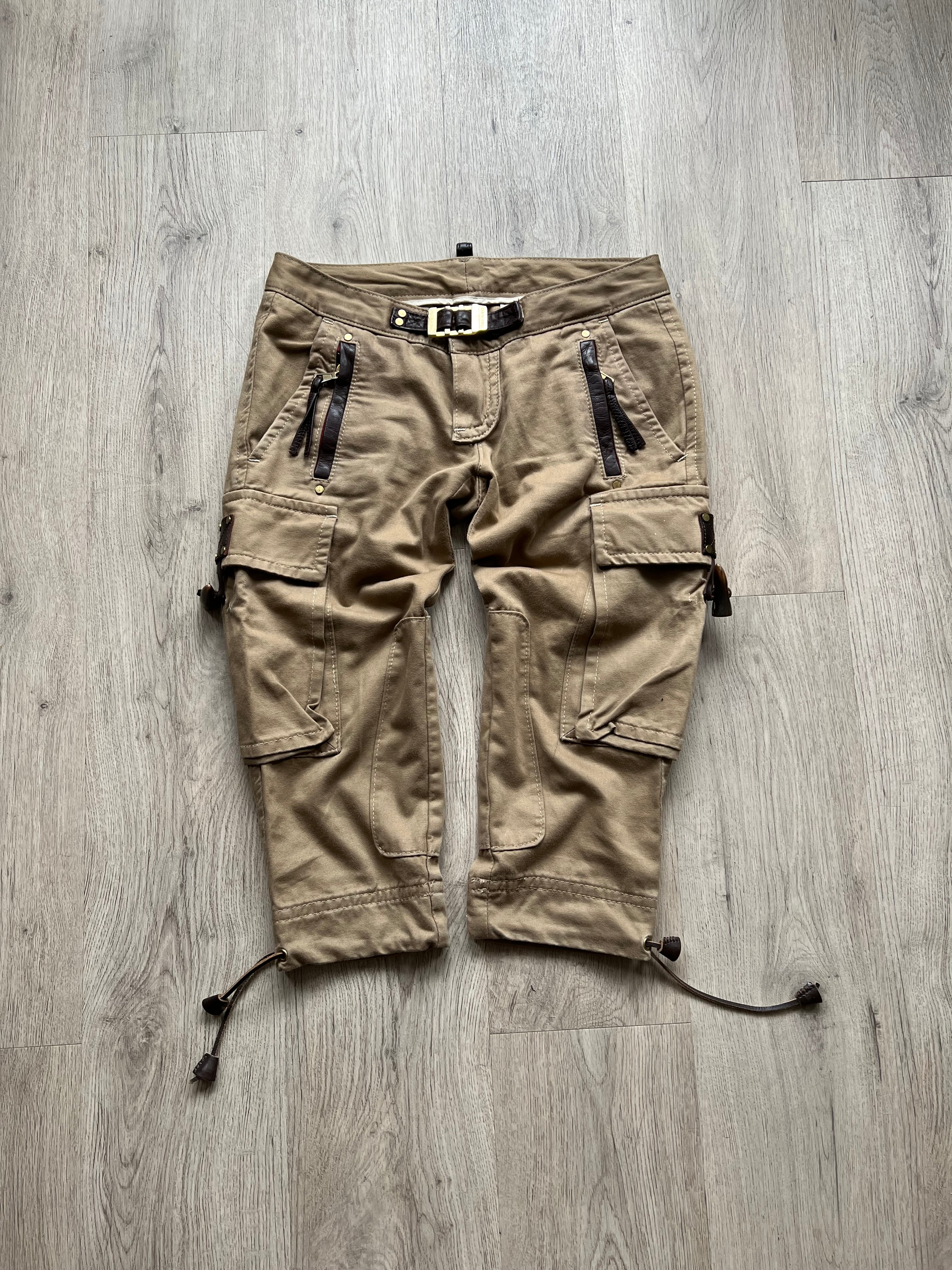 Dsquared 3/4 cargo pants with leather details