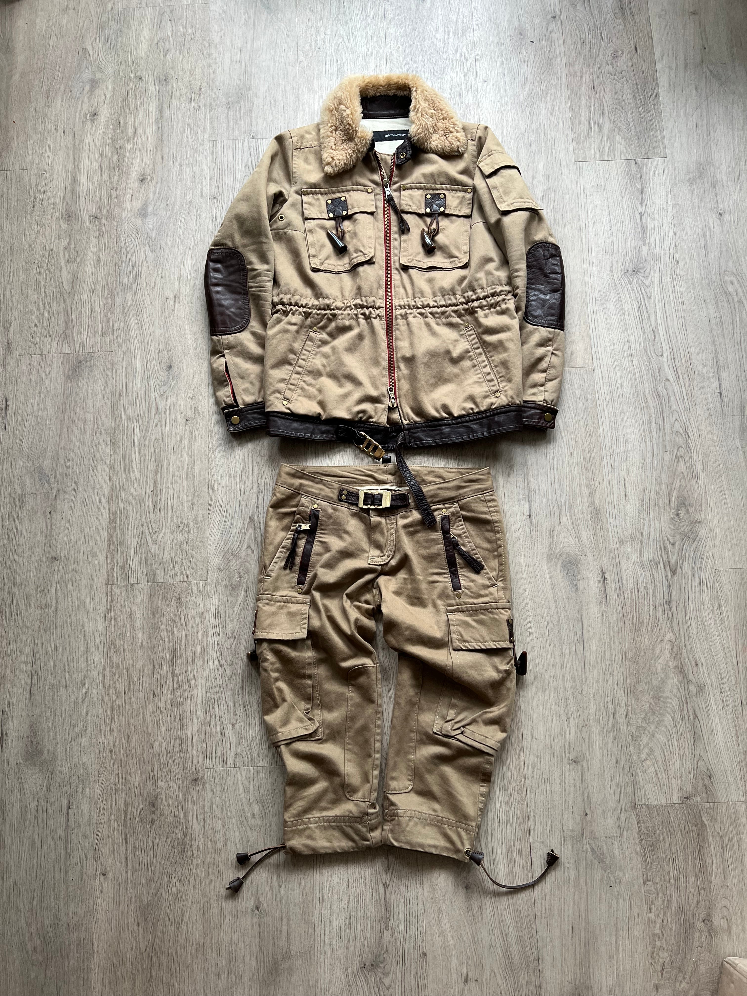 Dsquared 3/4 cargo pants with leather details