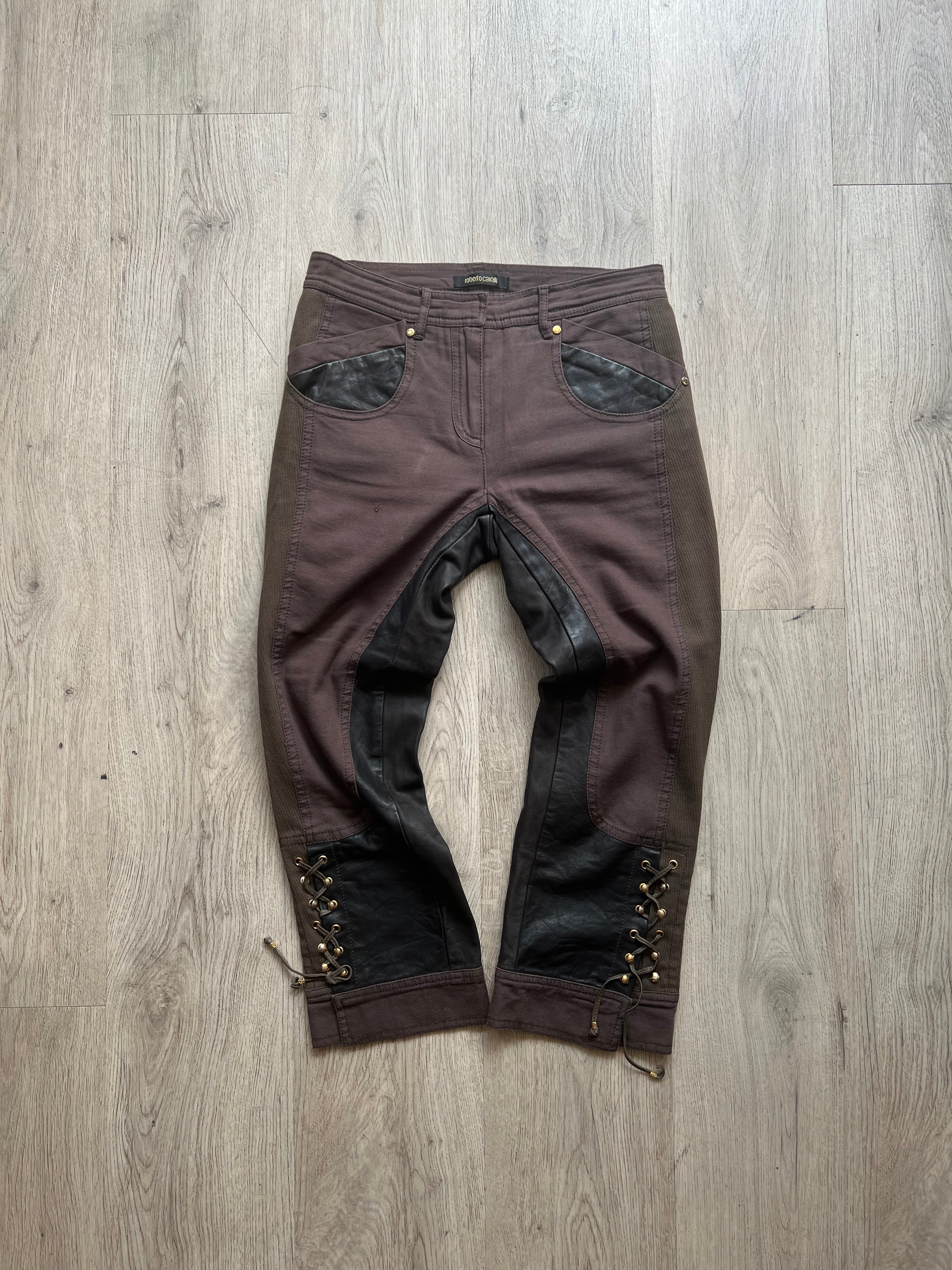 Roberto Cavalli 3/4 Cotton/ Leather pants