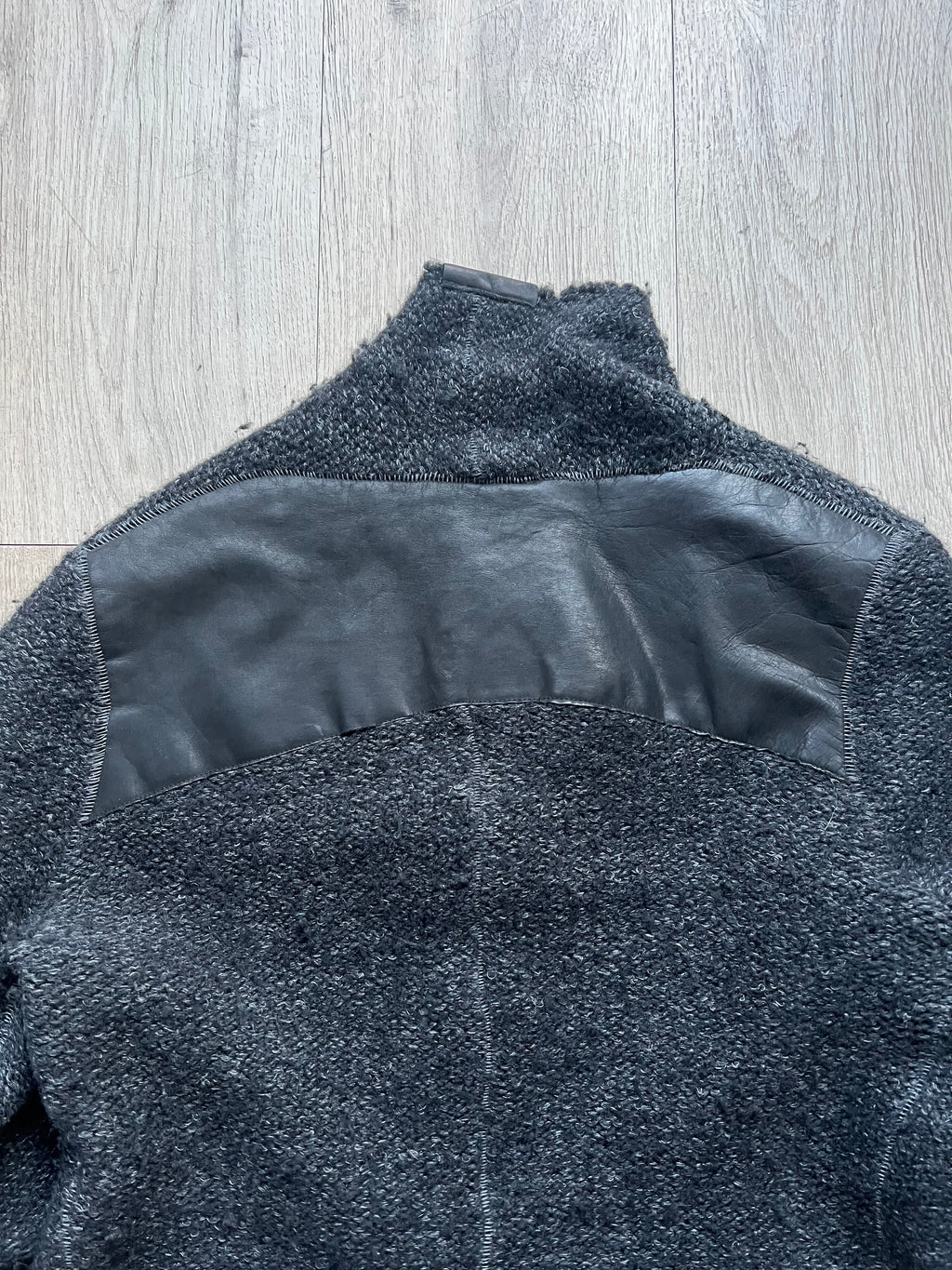 10sei0otto knit leather cardigan