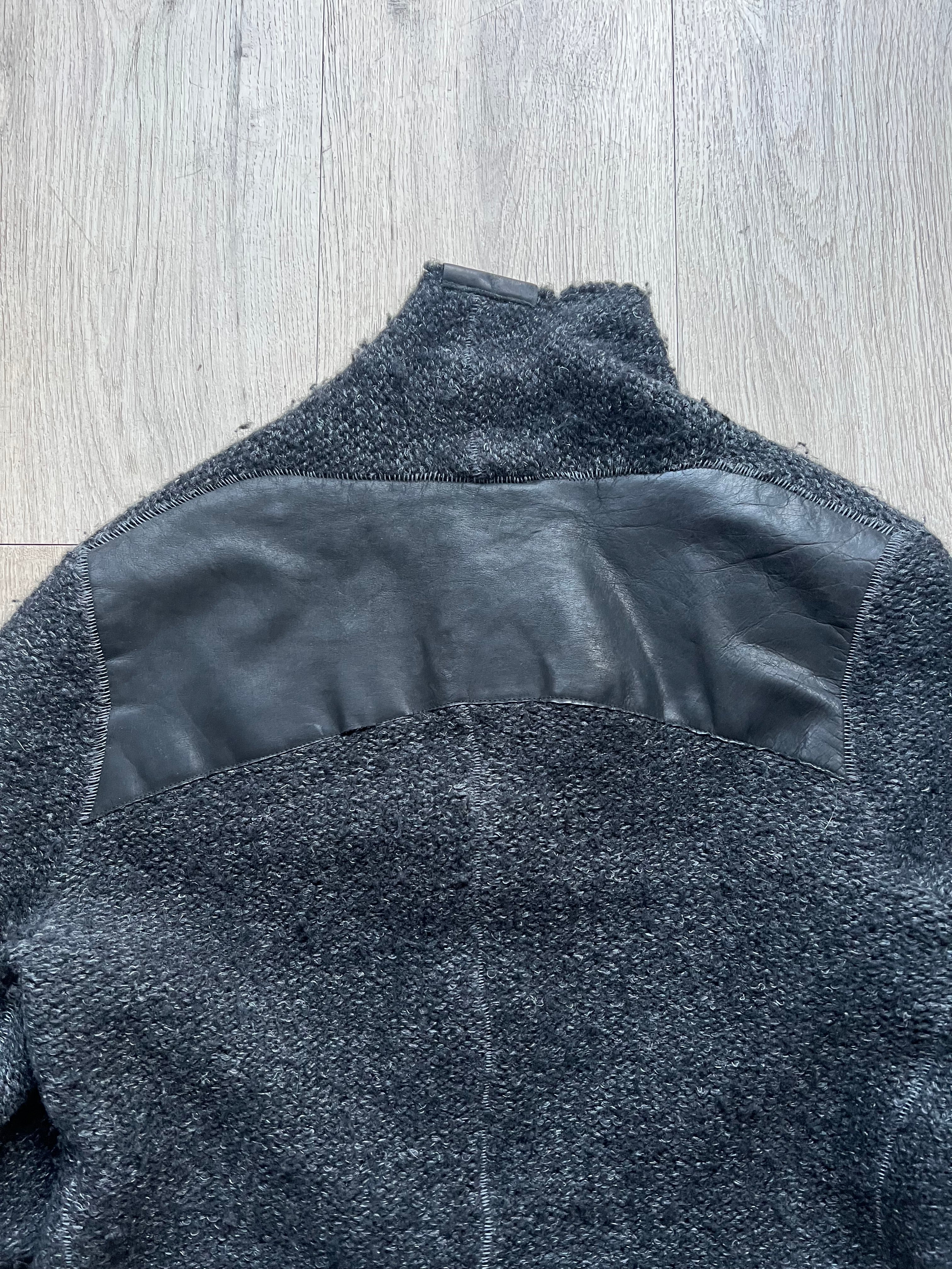 10sei0otto knit leather cardigan