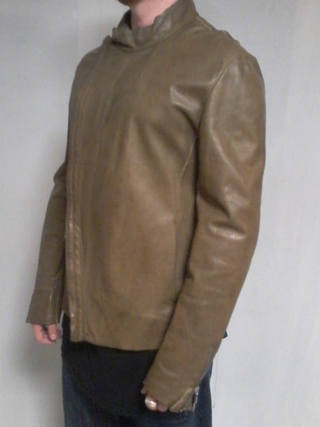 Incarnation leather Jacket with asymmetric zipper unlined