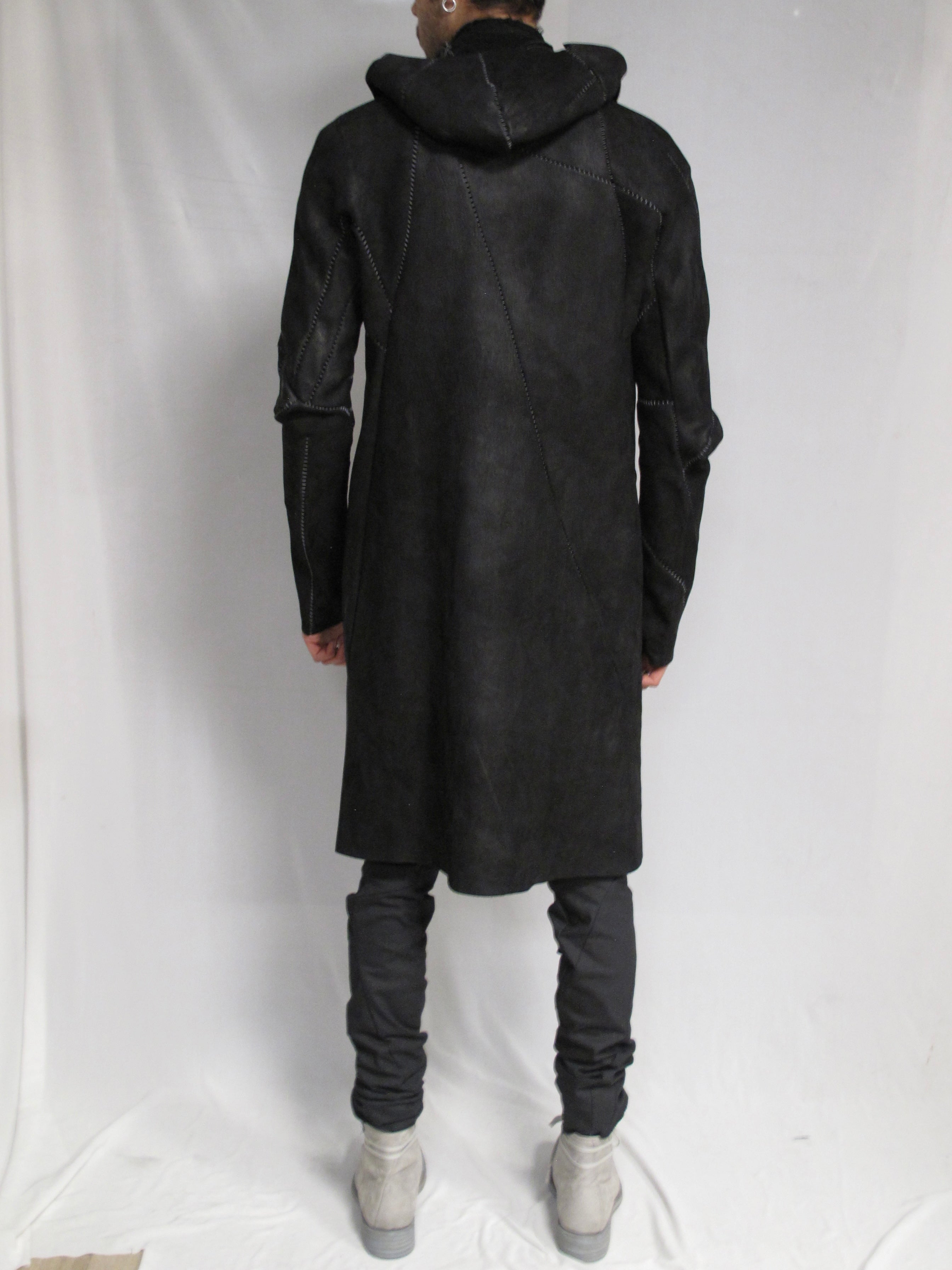 Leon Emanuel Blanck Distortion Horse Leather Hooded Leather Coat
