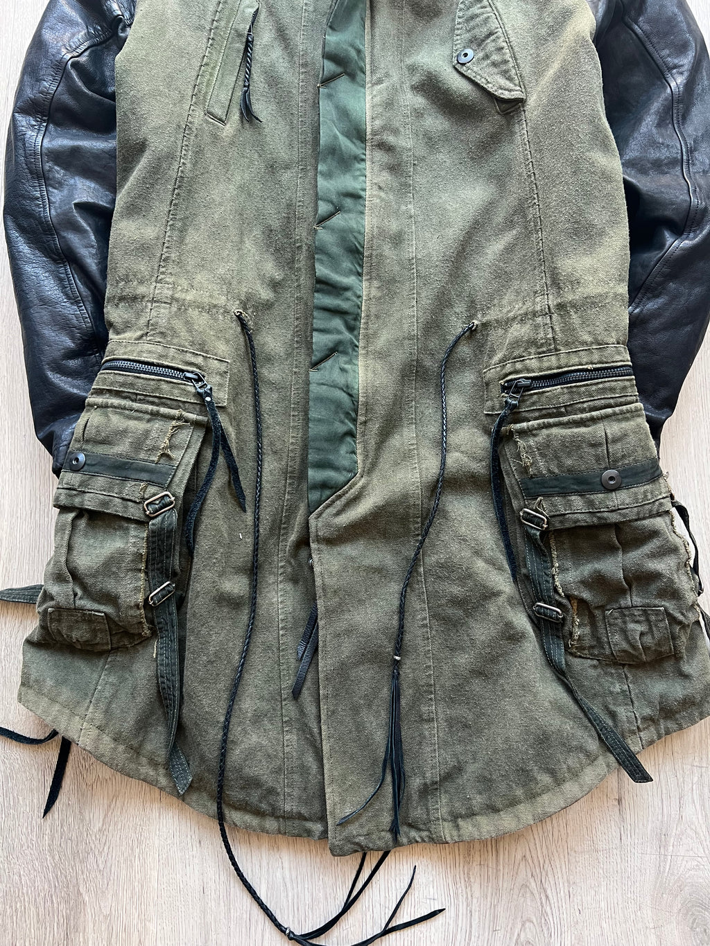 Kmrii Parka with leather sleeves