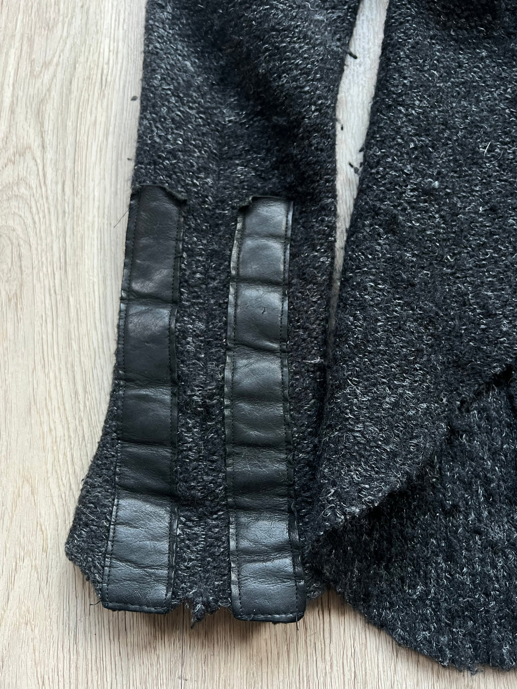 10sei0otto knit leather cardigan