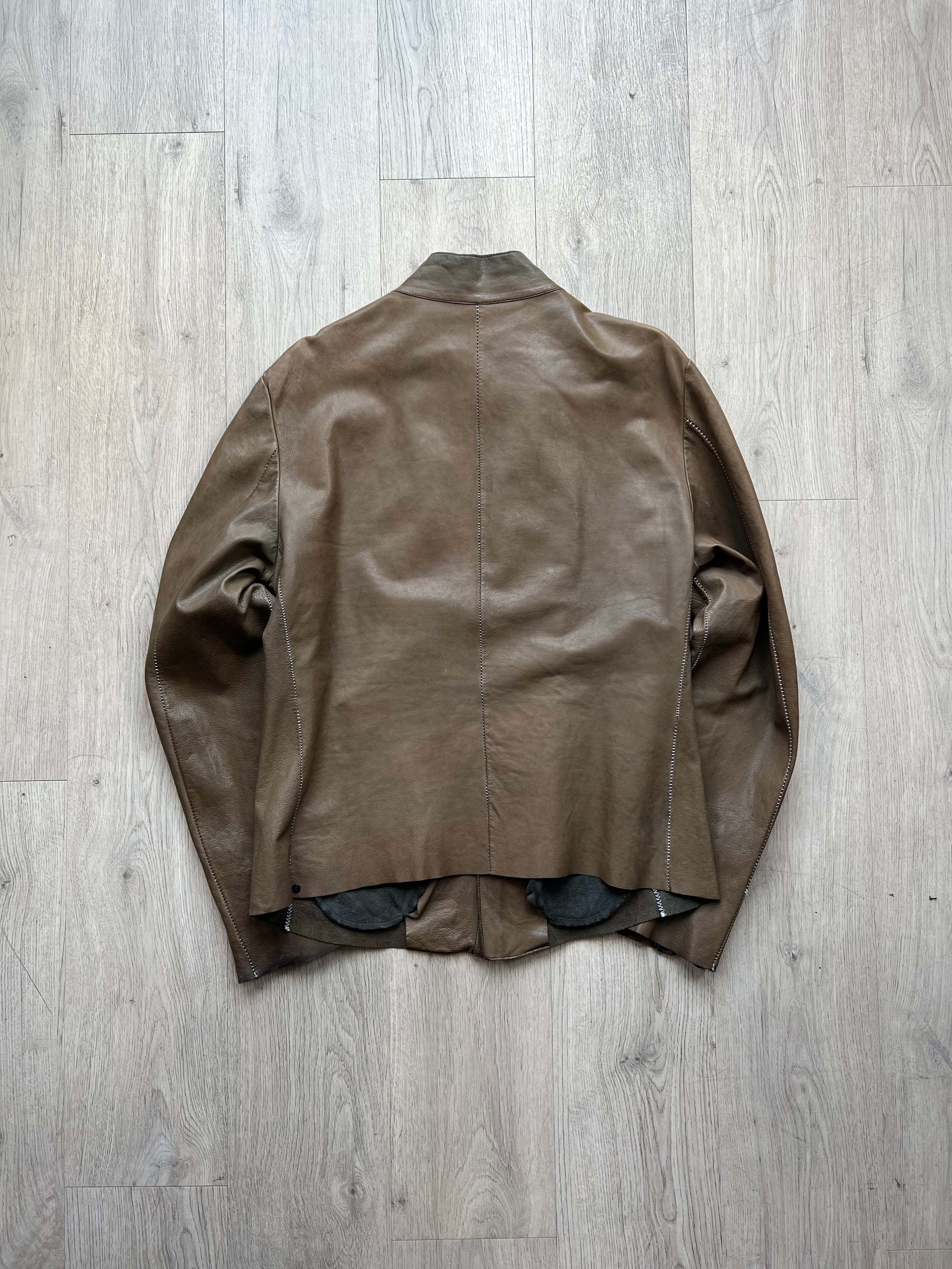 Incarnation leather Jacket with asymmetric zipper unlined