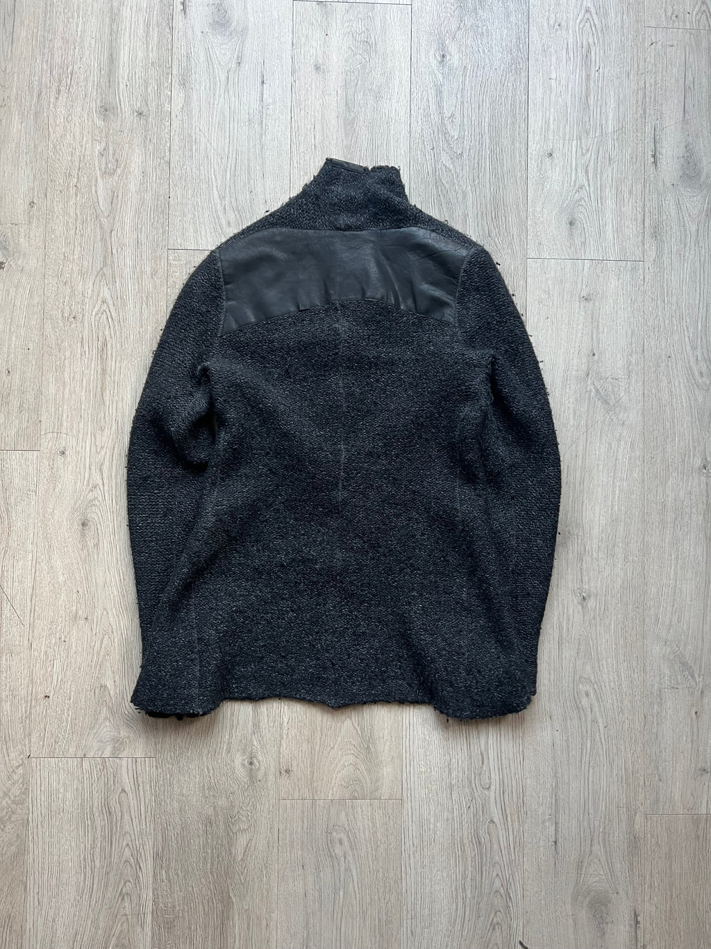 10sei0otto knit leather cardigan