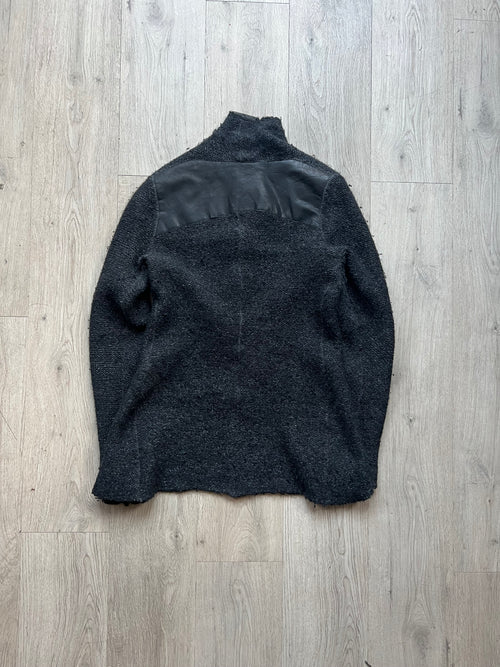 10sei0otto knit leather cardigan