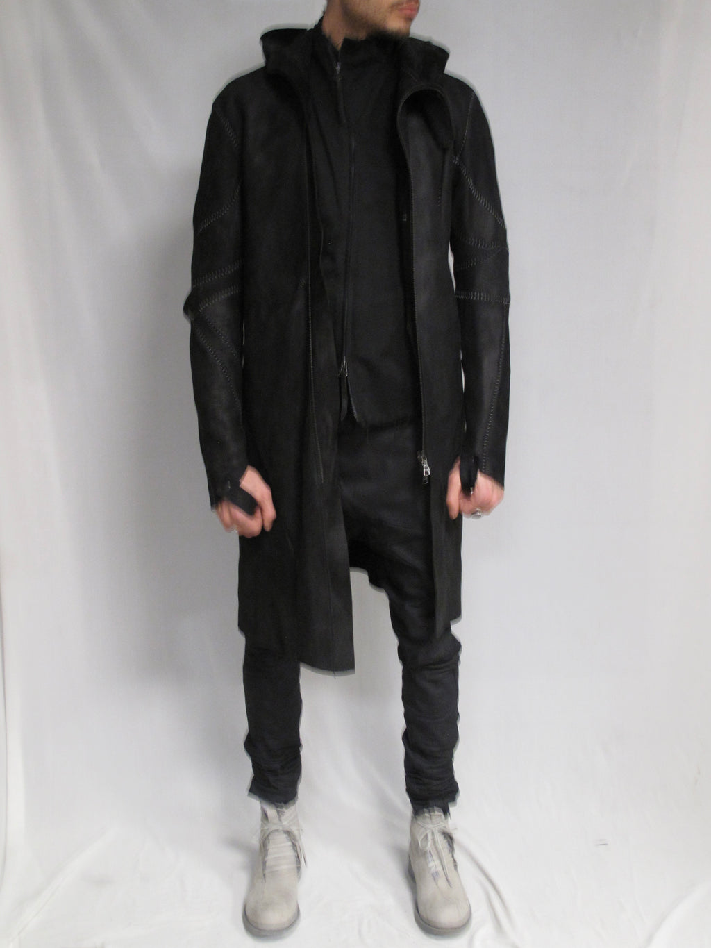 Leon Emanuel Blanck Distortion Horse Leather Hooded Leather Coat