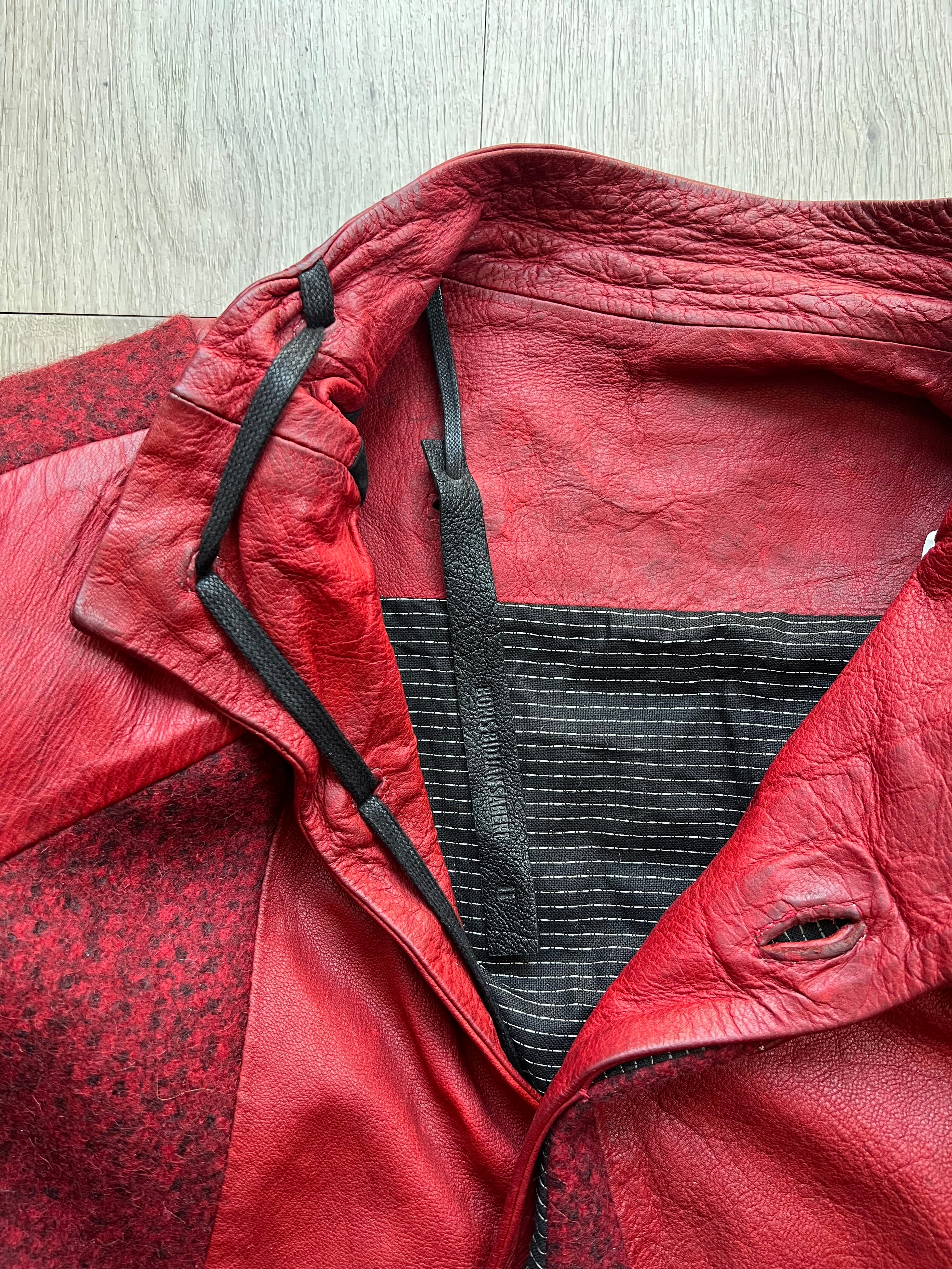 Boris Bidjan Saberi Horse Hybrid Leather/ Wool Coat