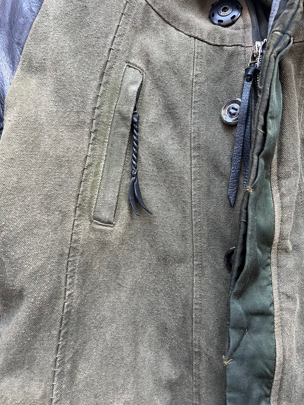 Kmrii Parka with leather sleeves