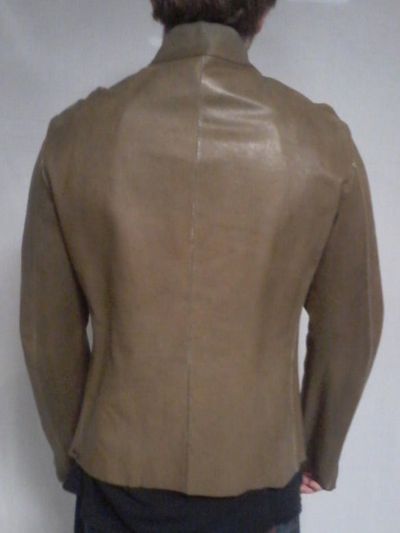 Incarnation leather Jacket with asymmetric zipper unlined