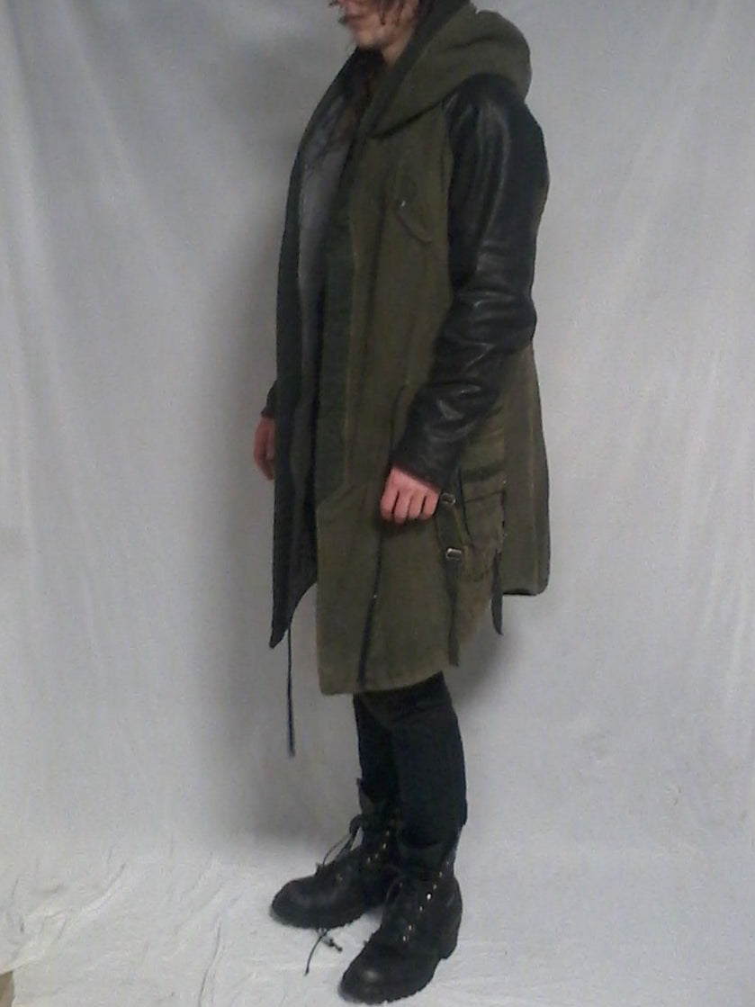 Kmrii Parka with leather sleeves