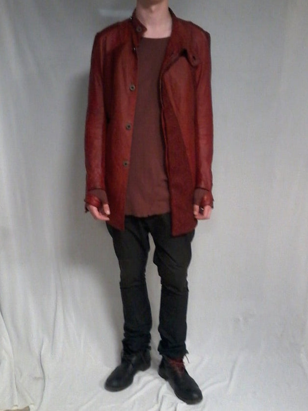 Boris Bidjan Saberi Horse Hybrid Leather/ Wool Coat