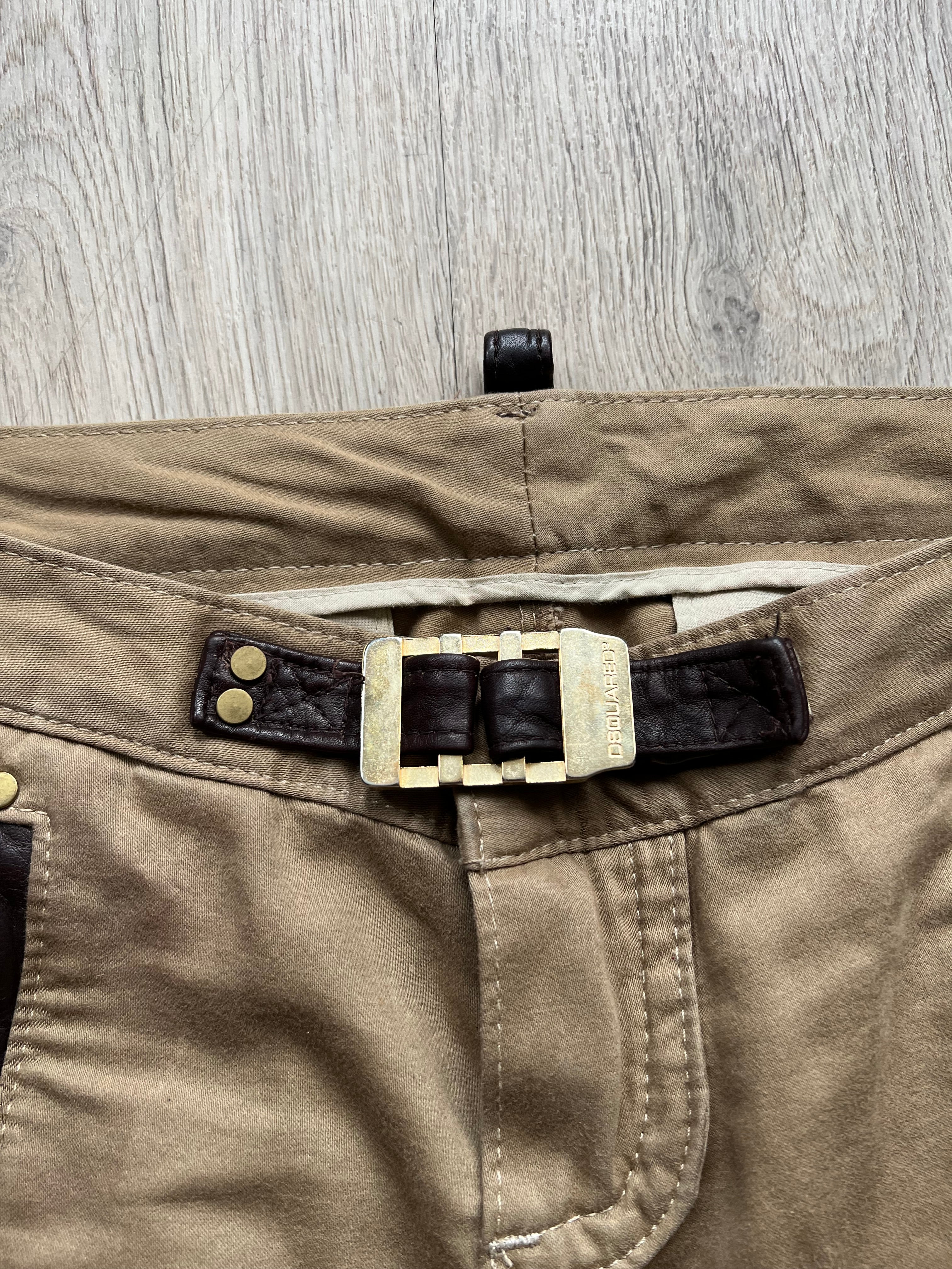 Dsquared 3/4 cargo pants with leather details