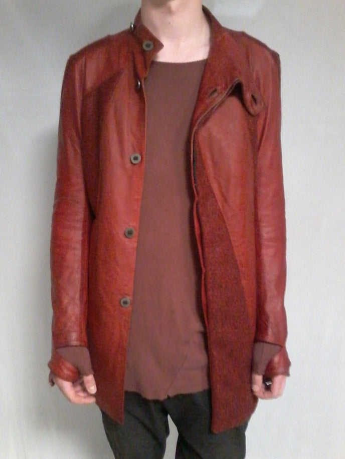 Boris Bidjan Saberi Horse Hybrid Leather/ Wool Coat