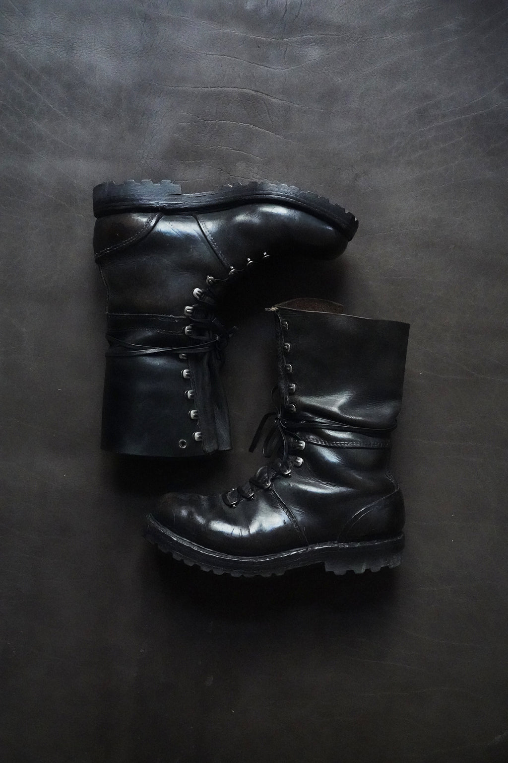 Vintage Austrian Army Leather Combat Boots Unlined