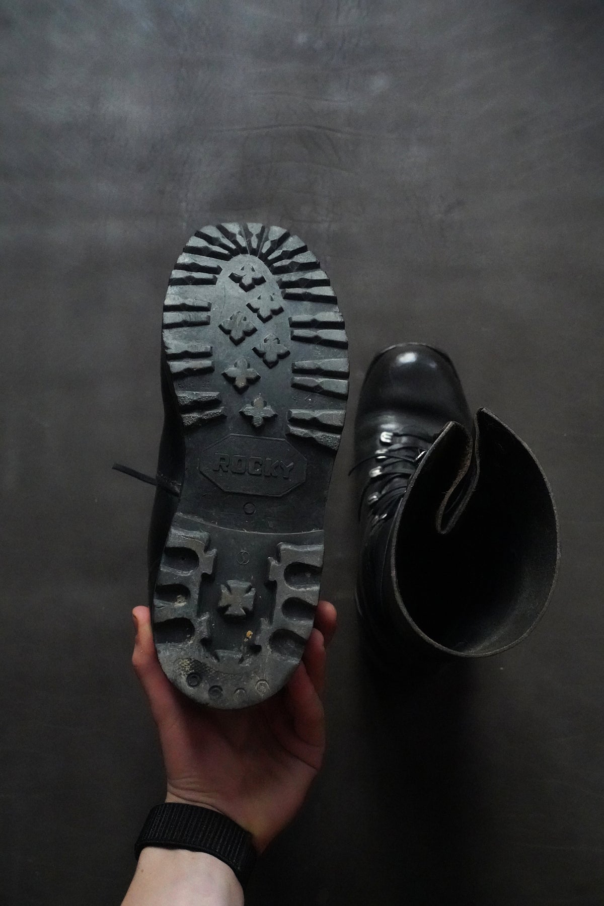 Vintage Austrian Army Leather Combat Boots Unlined