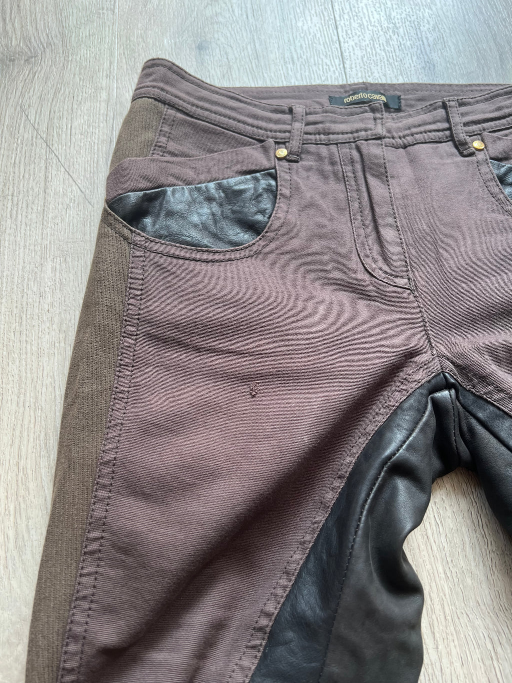 Roberto Cavalli 3/4 Cotton/ Leather pants