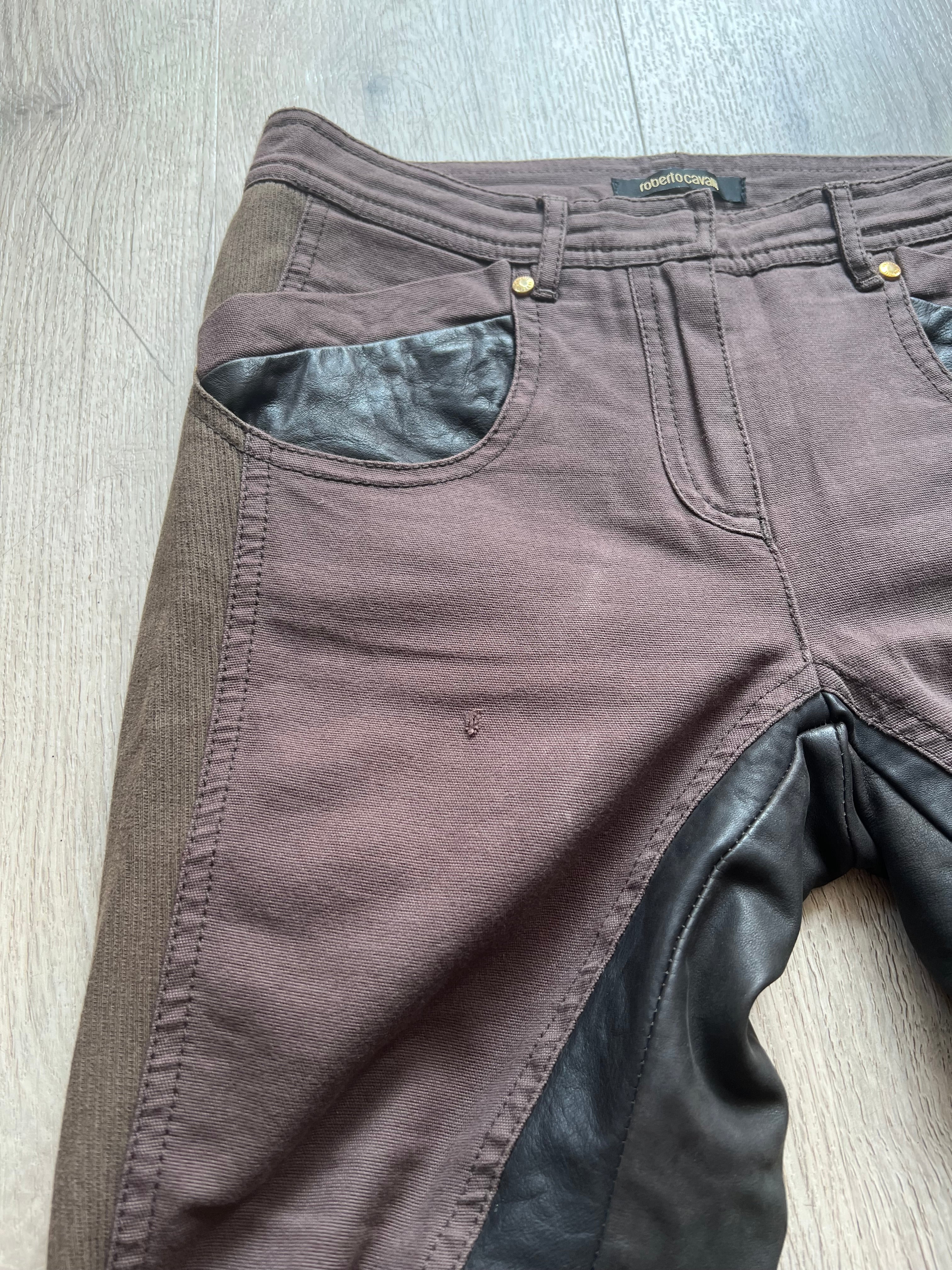 Roberto Cavalli 3/4 Cotton/ Leather pants