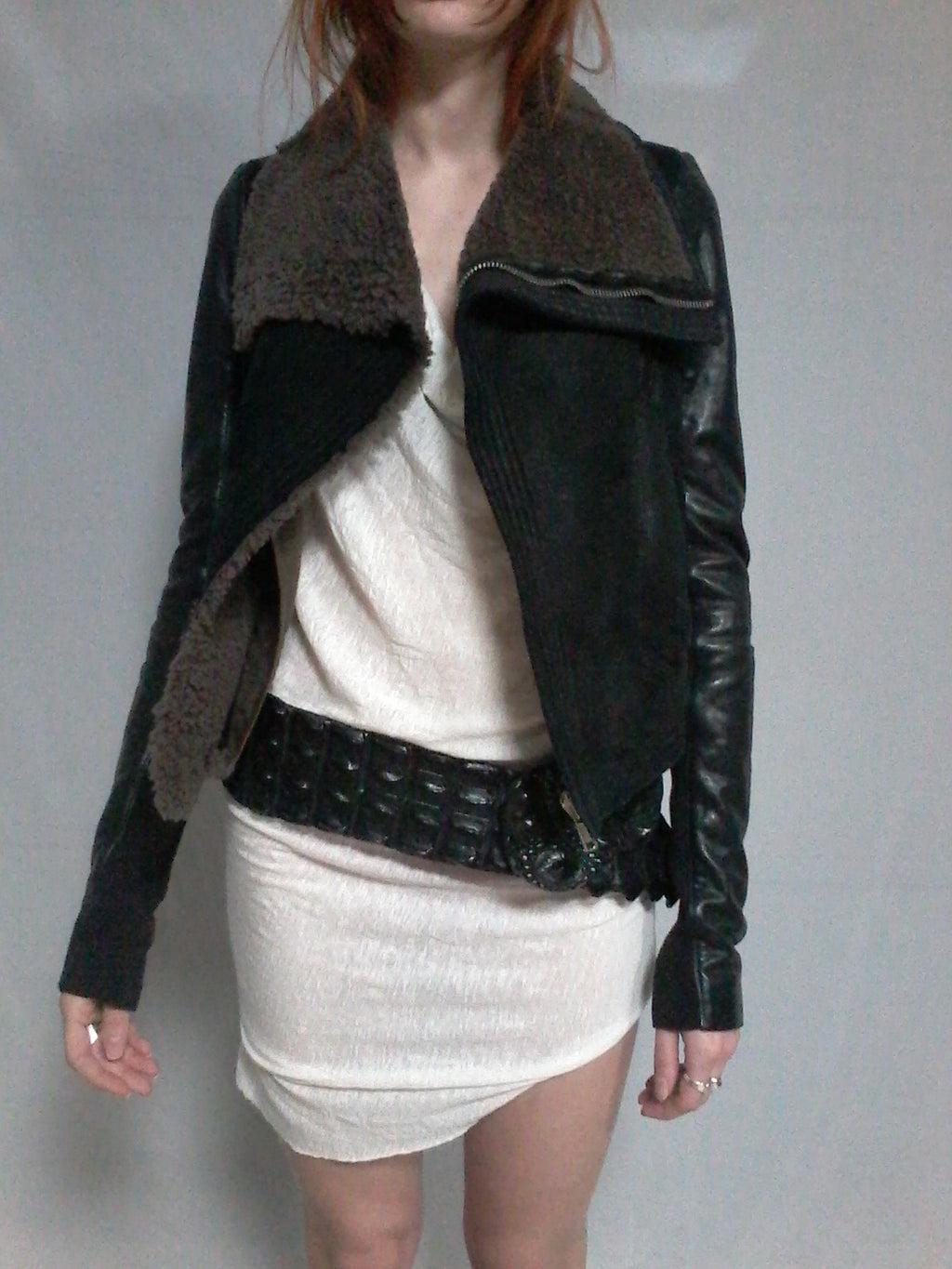 Rick Owens Shearling Leather Biker jacket