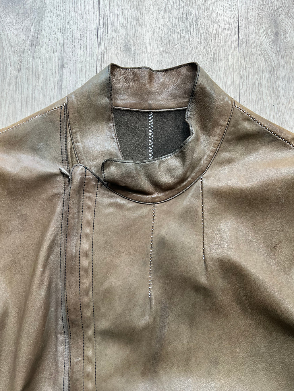 Incarnation leather Jacket with asymmetric zipper unlined