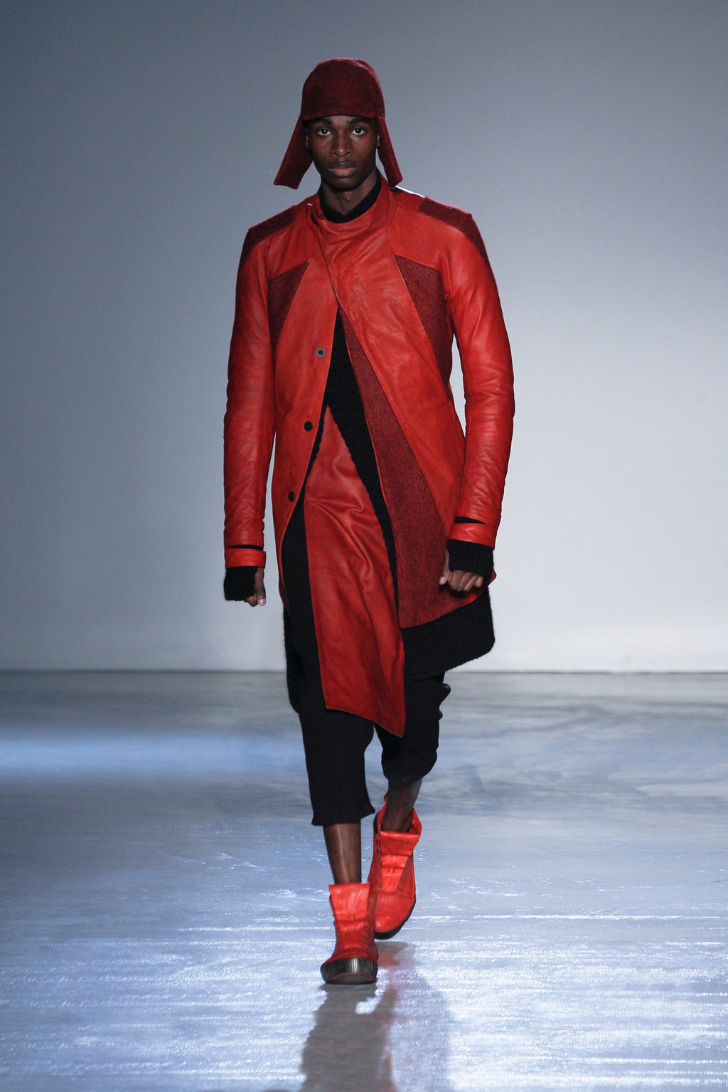 Boris Bidjan Saberi Horse Hybrid Leather/ Wool Coat